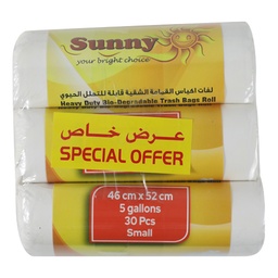 [0100025434] SUNNY WHITE TRASH BAG 46X52CMS S ROLL 3X30PCS