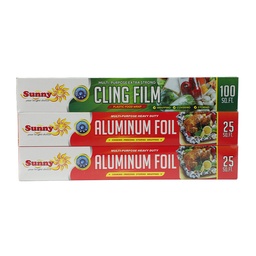 [0100026505] SUNNY ALUMINIUM FOIL 25SQFT 2 SUNNY CLING FILM 100SQFT