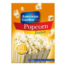 [0100021045] AMERICAN GARDEN MICROWAVE POPCORN BUTTER FAT FREE 8.7oz