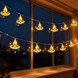 [0100029043] ZAYO LED GOLDEN DIYA STRING LIGHT BATTERY