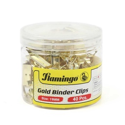 [0100029420] FLAMINGO GOLD BINDER CLIPS 40PCS